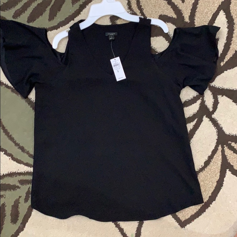 ANN TAYLOR Factory Black Cold Shoulder top